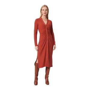 HOBBS London Rib Hatty Jersey Dress in Pecan Brown Rust NEW